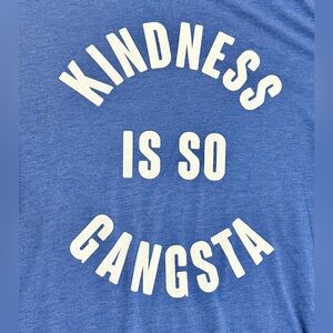 Men’s Blue Short Sleeve Shirt with White Print. Size Large.